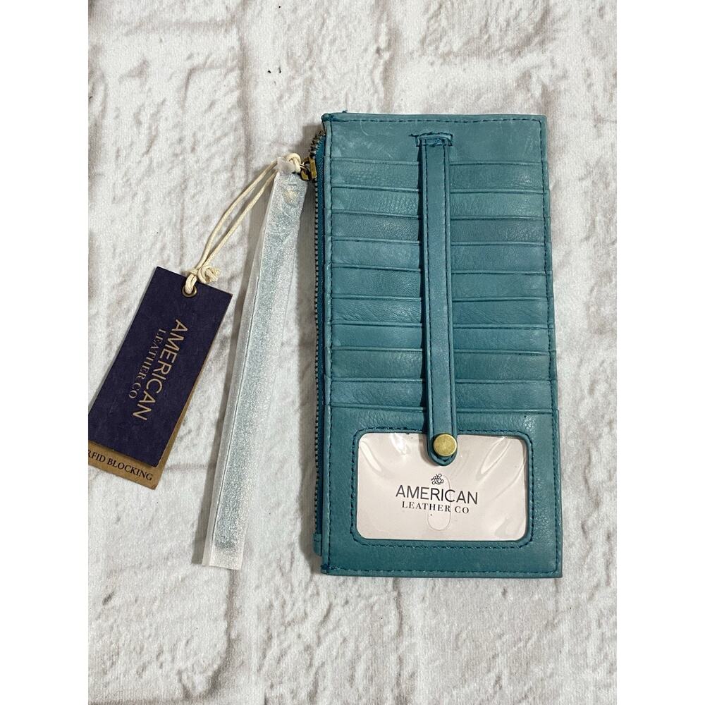 American Leather Co “Bristol” CC Zipper Leather Wallet Wristlet
